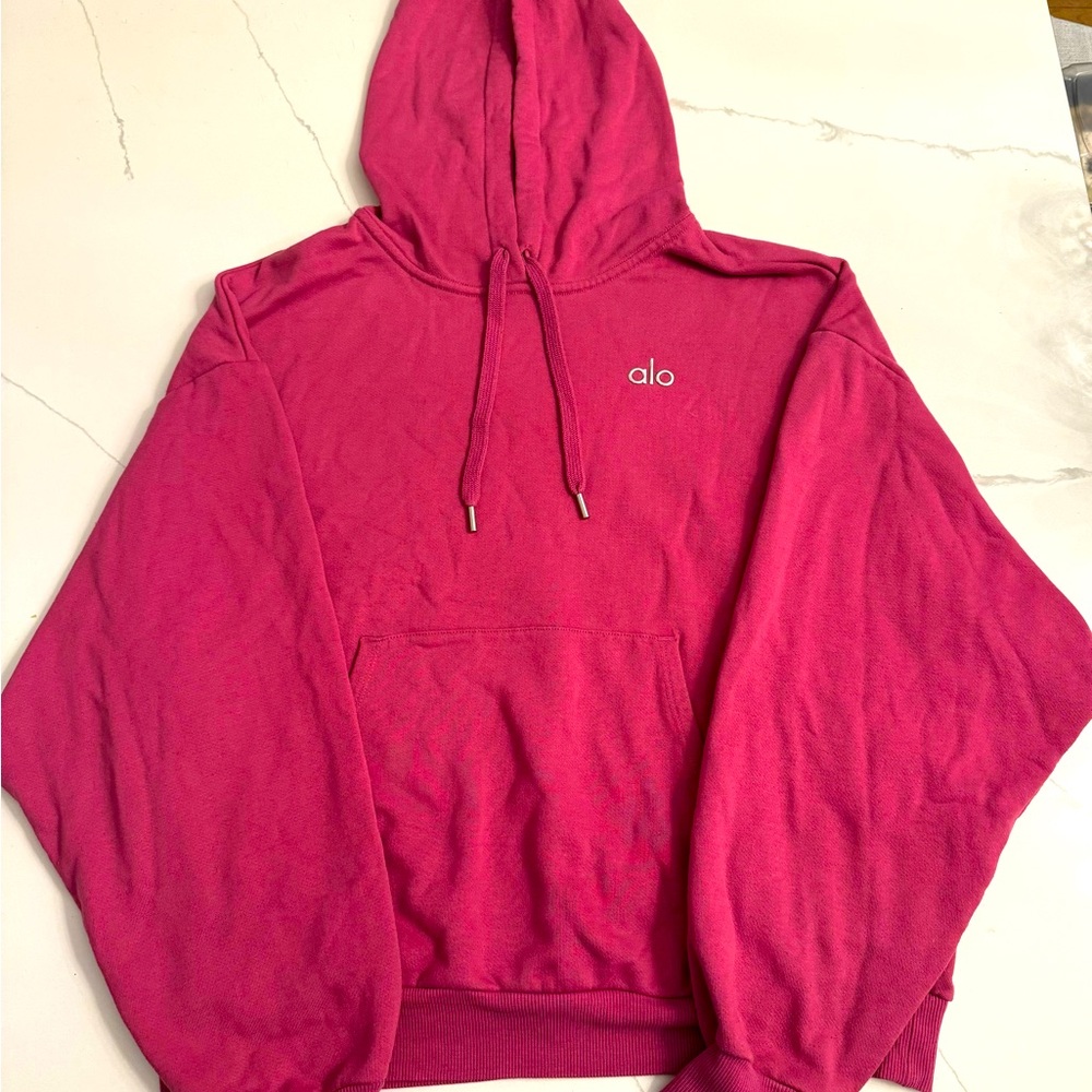 Alo Accolade Hoodie Raspberry Sorbet Size M EUC!
